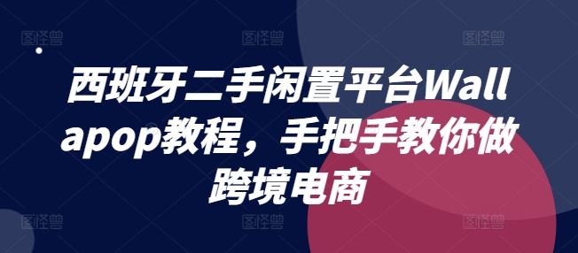 西班牙二手闲置平台Wallapop教程，手把手教你做跨境电商-阳明聊项目