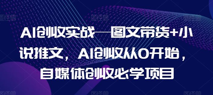 AI创收实战—图文带货+小说推文，AI创收从0开始，自媒体创收必学项目-阳明聊项目