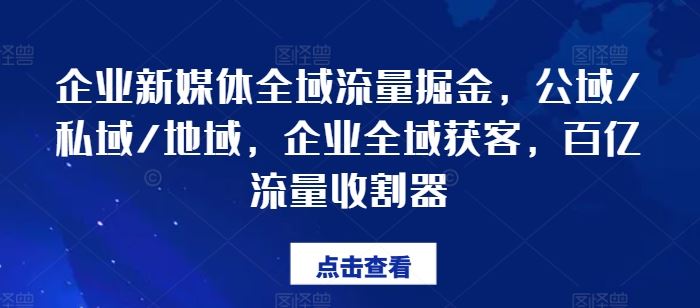 企业新媒体全域流量掘金,公域/私域/地域,企业全域获客,百亿流量收割器-阳明聊项目