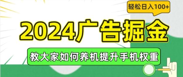2024广告掘金，教大家如何养机提升手机权重，轻松日入100+【揭秘】-阳明聊项目