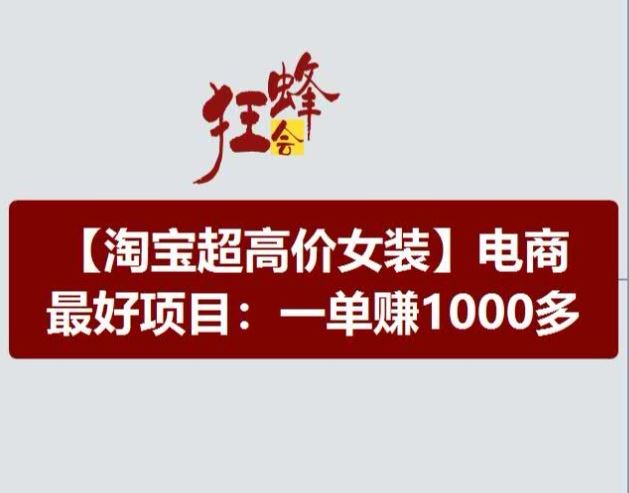 淘宝超高价女装项目，电商最好赛道，一单赚1000多-阳明聊项目