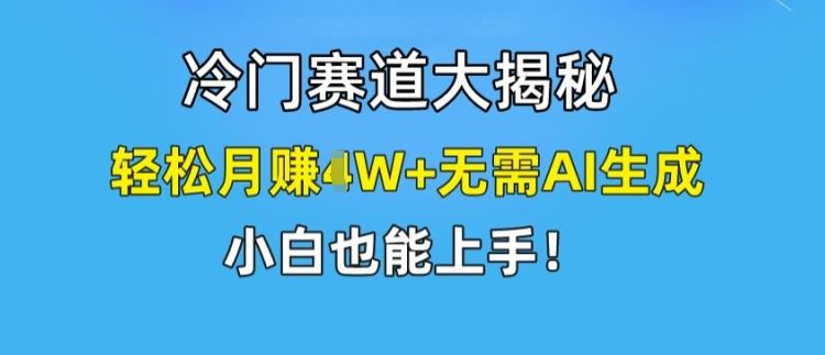 冷门赛道大揭秘，轻松月赚1W+无需AI生成，小白也能上手【揭秘】-阳明聊项目