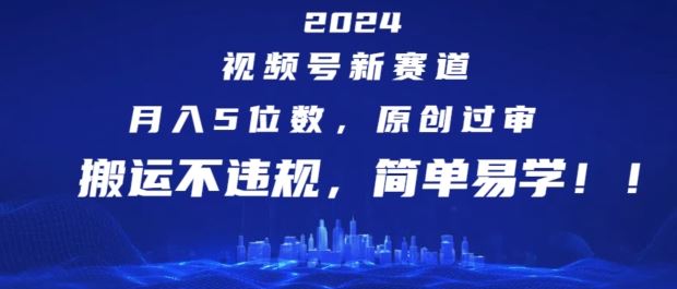 2024视频号新赛道,月入5位数+,原创过审,搬运不违规,简单易学【揭秘】-阳明聊项目