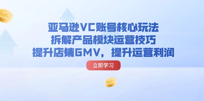 (11848期)亚马逊VC账号核心玩法,拆解产品模块运营技巧,提升店铺GMV,提升运营利润-阳明聊项目