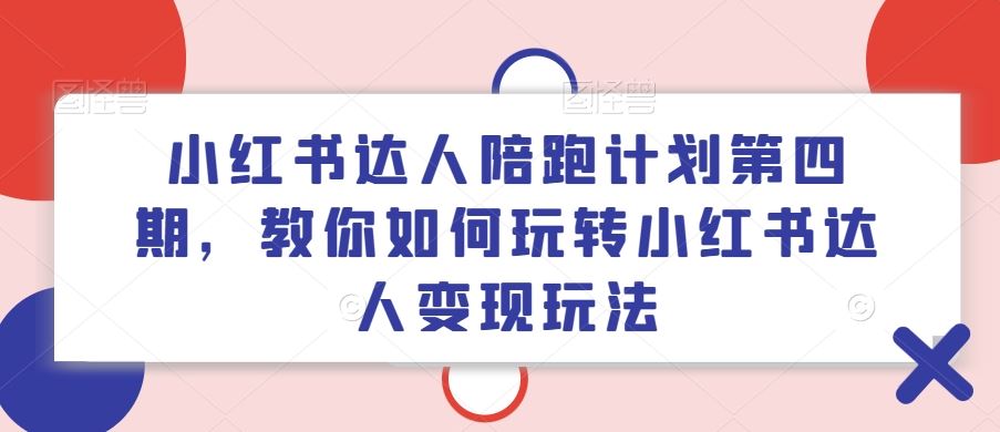 小红书达人陪跑计划第四期，教你如何玩转小红书达人变现玩法-阳明聊项目