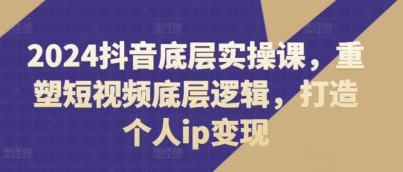 2024抖音底层实操课,重塑短视频底层逻辑,打造个人ip变现-阳明聊项目