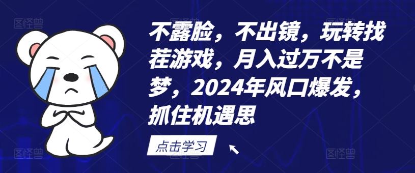 不露脸，不出镜，玩转找茬游戏，月入过万不是梦，2024年风口爆发，抓住机遇【揭秘】-阳明聊项目