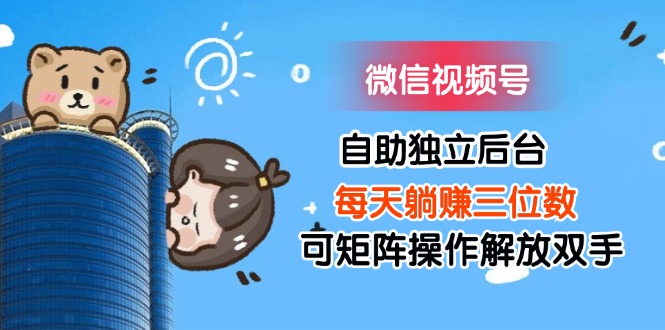 (11910期)微信视频号自助独立后台每天躺赚三位数可矩阵操作解放双手-阳明聊项目