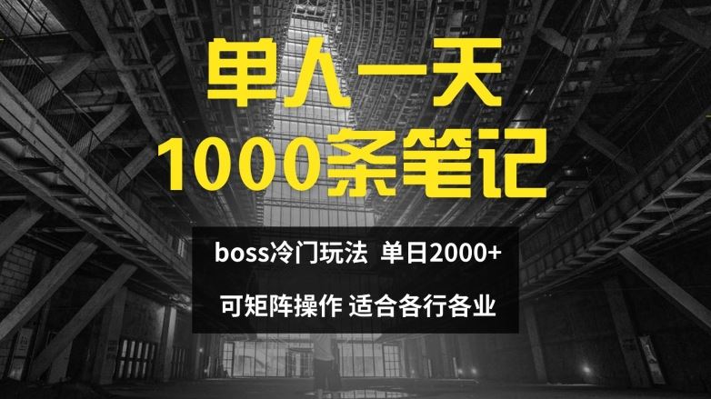 单人一天1000条笔记，日入2000+，BOSS直聘的正确玩法【揭秘】-阳明聊项目