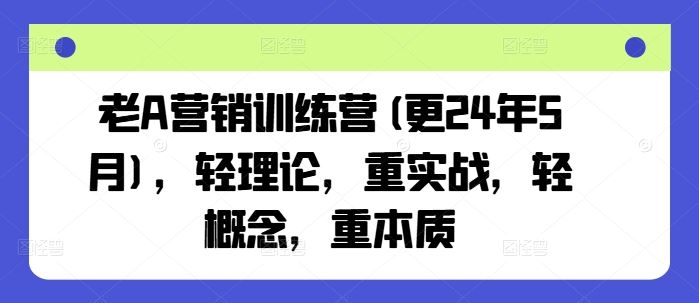 老A营销训练营(更24年7月)，轻理论，重实战，轻概念，重本质-阳明聊项目