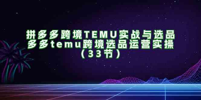 拼多多跨境TEMU实战与选品，多多temu跨境选品运营实操（33节）-阳明聊项目