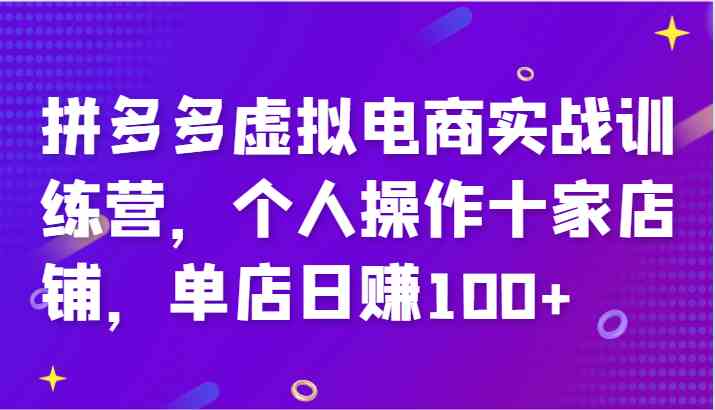 拼多多虚拟电商实战训练营，个人操作十家店铺，单店日赚100+-阳明聊项目