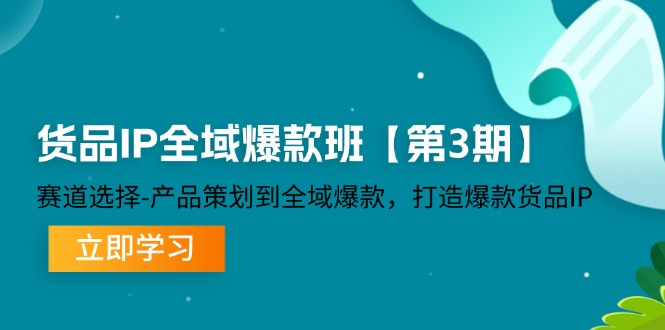 货品IP全域爆款班【第3期】赛道选择、产品策划到全域爆款，打造爆款货品IP-阳明聊项目