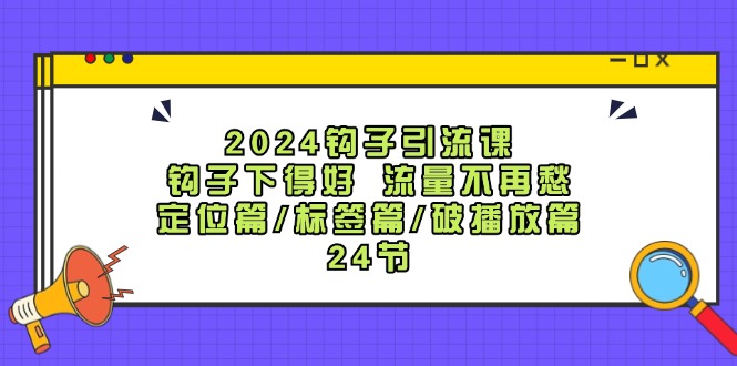 2024钩子引流课：钩子下得好流量不再愁，定位篇/标签篇/破播放篇/24节-阳明聊项目