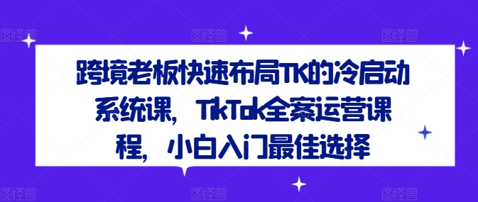 跨境老板快速布局TK的冷启动系统课，TikTok全案运营课程，小白入门最佳选择-阳明聊项目