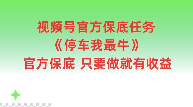 视频号官方保底任务，停车我最牛，官方保底只要做就有收益【揭秘】-阳明聊项目