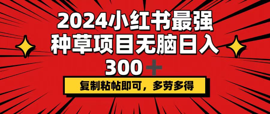 （12336期）2024小红书最强种草项目，无脑日入300+，复制粘帖即可，多劳多得-阳明聊项目