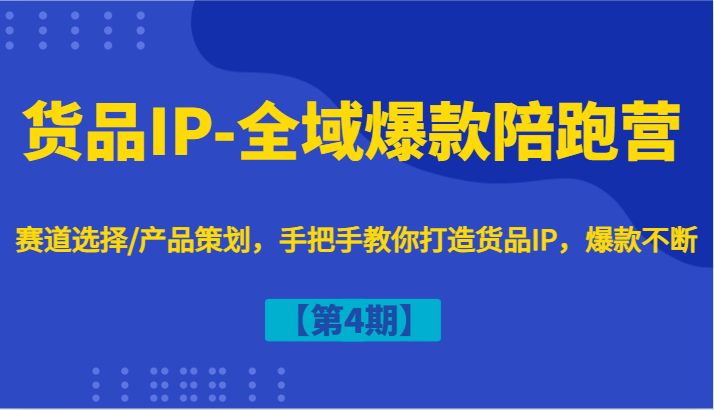 货品IP-全域爆款陪跑营【第4期】赛道选择/产品策划，手把手教你打造货品IP，爆款不断-阳明聊项目
