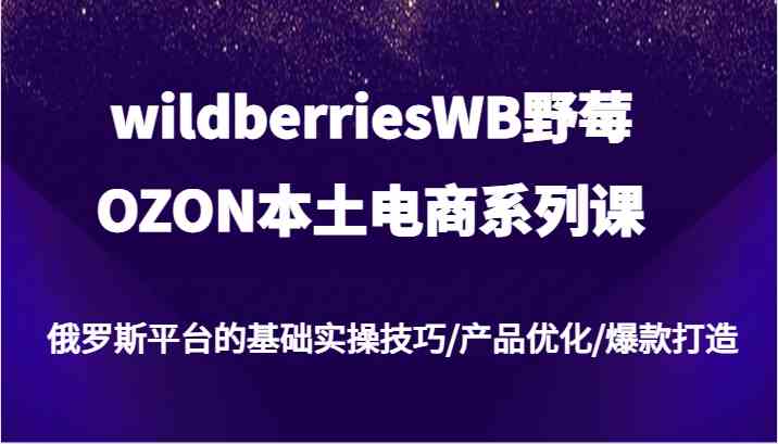wildberriesWB野莓/OZON本土电商系列课，俄罗斯平台的基础实操技巧/产品优化/爆款打造-阳明聊项目