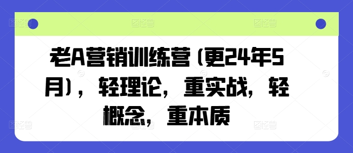 老A营销训练营(更24年9月)，轻理论，重实战，轻概念，重本质-阳明聊项目