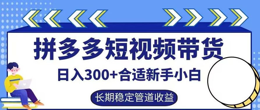 拼多多短视频带货日入300+有长期稳定被动收益，合适新手小白【揭秘】-阳明聊项目
