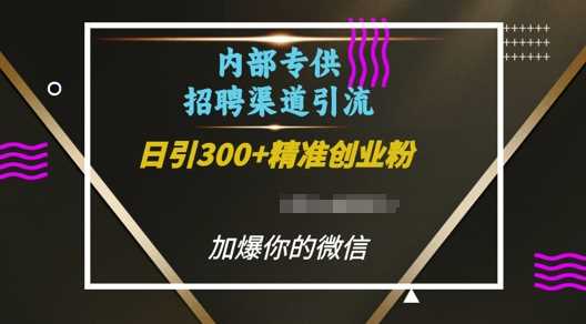 内部招聘渠道日引流300+创业粉，加爆你的微信【揭秘】-阳明聊项目