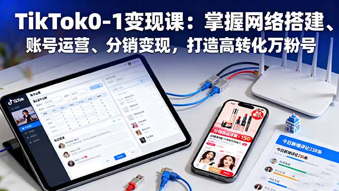 TikTok0-1变现课：掌握网络搭建、账号运营、分销变现，打造高转化万粉号-阳明聊项目