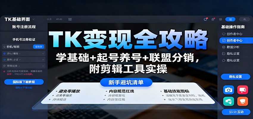 TK变现全攻略:学基础+起号养号+联盟分销,附剪辑工具实操-阳明聊项目