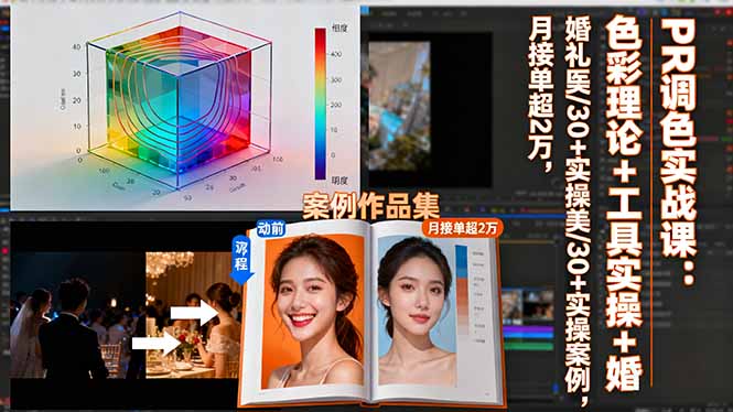 PR调色实战课:色彩理论+工具实操+婚礼医美/30+实操案例,月接单超2万-阳明聊项目