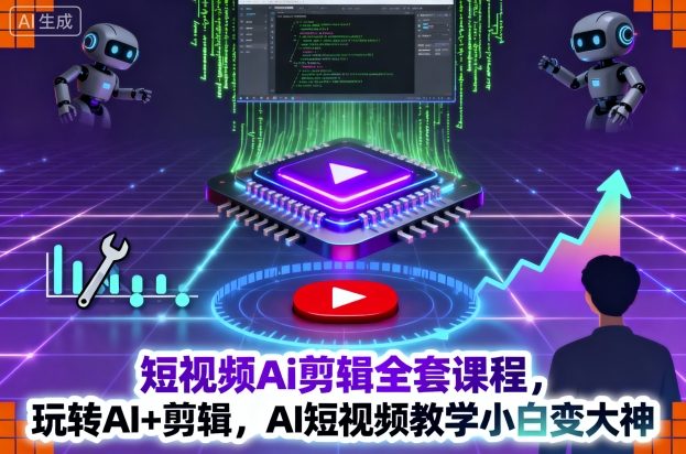 短视频Ai剪辑全套课程，玩转AI+剪辑，AI短视频教学小白变大神-阳明聊项目