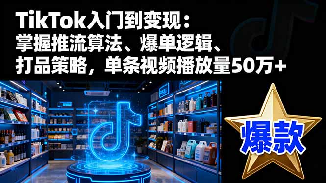 TikTok入门到变现:掌握推流算法、爆单逻辑、打品策略,单条视频播放量50w-阳明聊项目