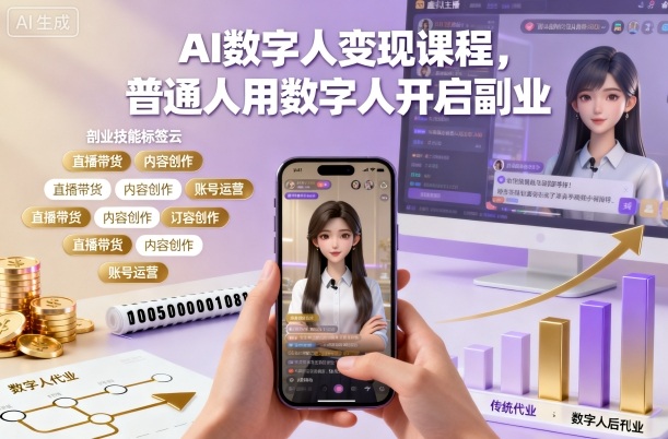 AI数字人变现课程，普通人用数字人开启副业-阳明聊项目