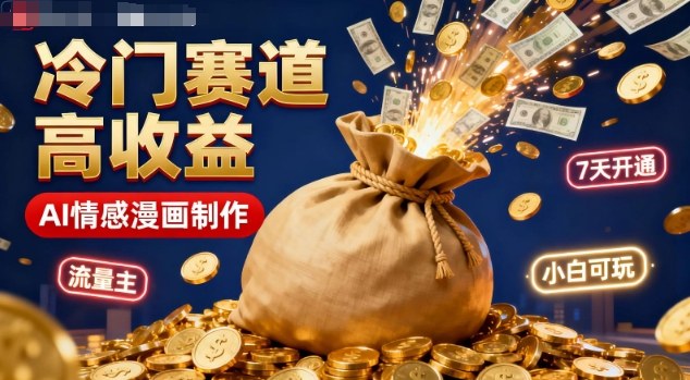 公众号冷门赛道，用AI做情感漫画，7天开通流量主，操作简单，小白可玩-阳明聊项目