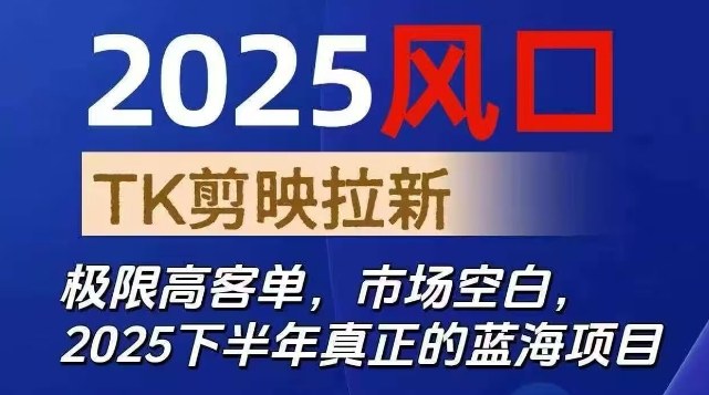 2025风口TK剪映capcut拉新项目，极限高客单，市场空白，2025下半年真正的蓝海项目-阳明聊项目