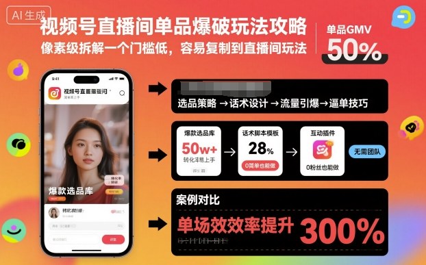 视频号直播间单品爆破玩法攻略，像素级拆解一个门槛低，容易复制到直播间玩法-阳明聊项目