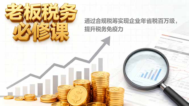 老板税务必修课，通过合规税筹实现企业年省税百万级，提升税务免疫力-阳明聊项目
