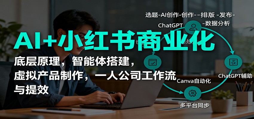 AI+小红书商业化,底层原理,智能体搭建,虚拟产品制作,一人公司工作流与提效-阳明聊项目
