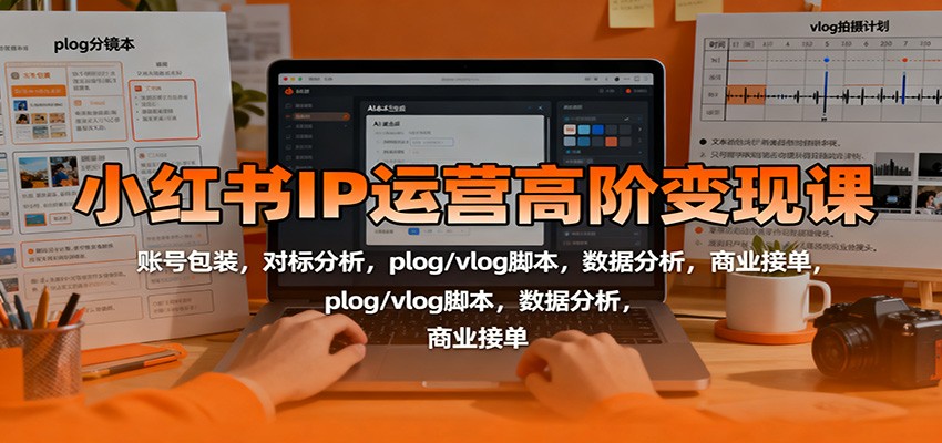 小红书IP运营高阶变现课：账号包装，对标分析，plog/vlog脚本，数据分析，商业接单-阳明聊项目