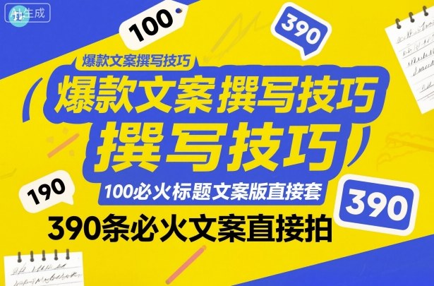 爆款文案撰写技巧，100个必火标题文案模版直接套，390条必火文案直接拍-阳明聊项目