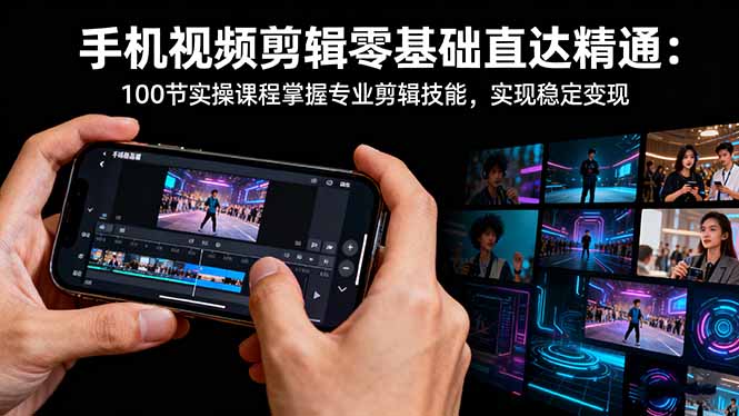 手机视频剪辑零基础直达精通：100节实操课程掌握专业剪辑技能，实现稳…-阳明聊项目