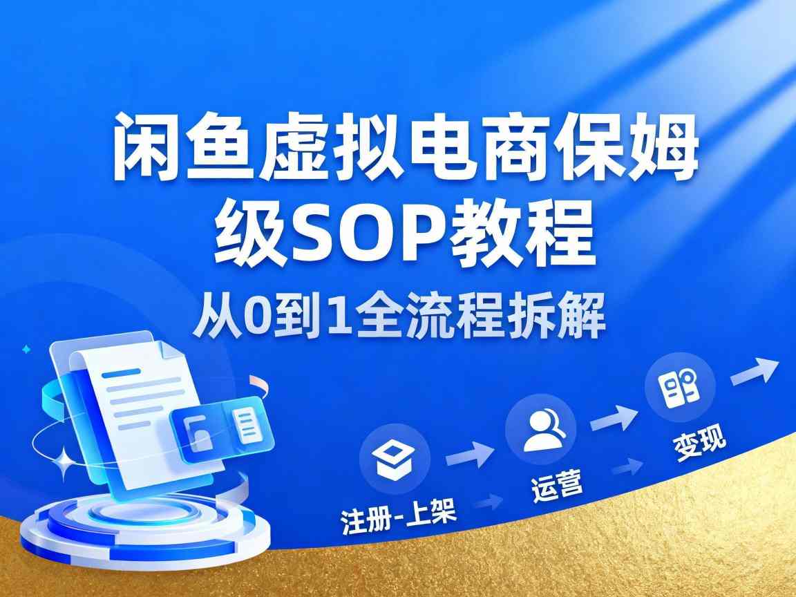 闲鱼虚拟电商，月入轻松过1W，保姆级SOP教程-阳明聊项目