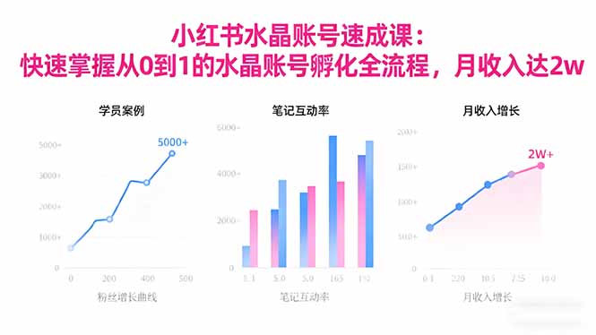 2025小红书水晶账号速成课：快速掌握从0-1水晶账号孵化全流程，月收入达2w-阳明聊项目