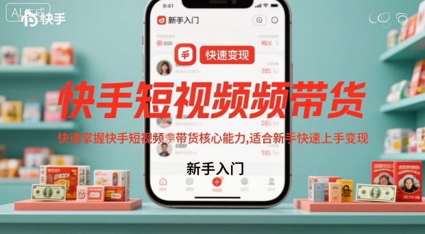 快手短视频带货,快速掌握快手短视频带货核心能力,适合新手快速上手变现-阳明聊项目