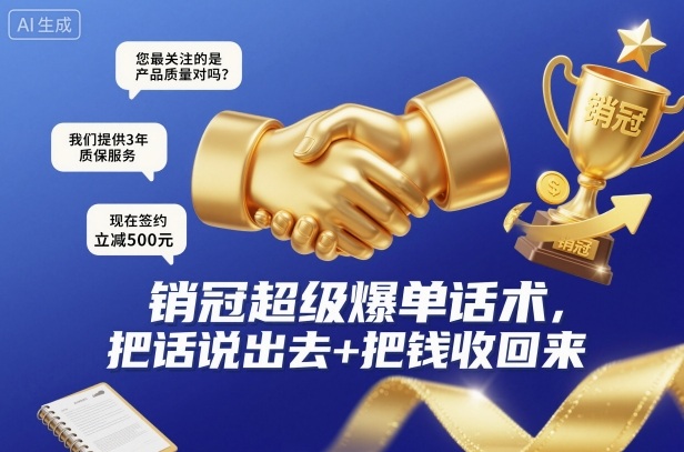 销冠超级爆单话术,把话说出去+把钱收回来-阳明聊项目