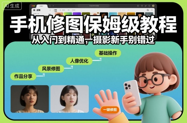 手机修图保姆级教程，从入门到精通，摄影新手别错过-阳明聊项目