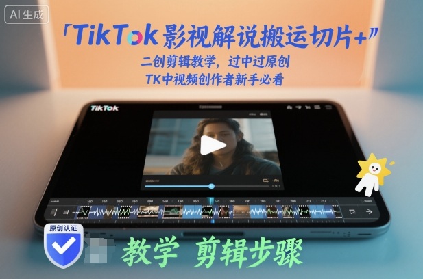 TikTok影视解说搬运切片+二创剪辑教学，过中过原创，TK中视频创作者新手必看-阳明聊项目