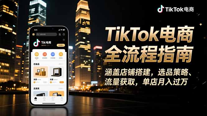 TikTok电商全流程指南，涵盖店铺搭建、选品策略、流量获取，单店月入过万-阳明聊项目