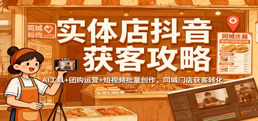 实体店抖音获客攻略：AI工具+团购运营+短视频批量创作，同城门店获客转化-阳明聊项目