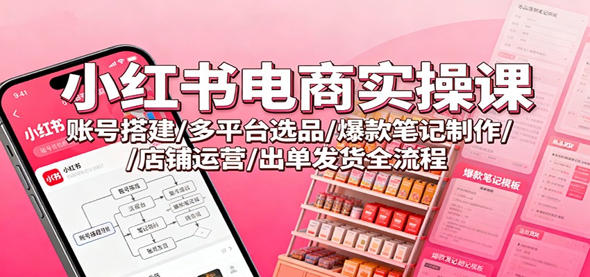 小红书电商实操课：账号搭建/多平台选品/爆款笔记制作/店铺运营/出单发货全流程-阳明聊项目