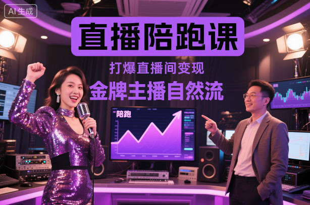 直播陪跑课，金牌主播自然流打爆直播间，复制高变现玩法-阳明聊项目